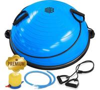 ManiBoom Bola Equilibrio Fitness Ø60cm con Inflador y 2 bandas de Resistencia - Ball ANTIDESLIZANTE para Yoga, Pilates, RECUPERACION Muscular y Estabilidad- Cojin Equilibrio Sensorial y ORTOPEDICO