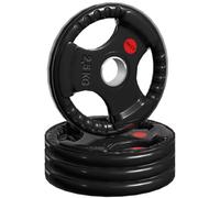ManiBoom Discos Pesas Hierro ENGOMADO 30mm y 50mm Olimpica con Anillo Interior de Acero y Triple Agarre ERGONOMICO - Disco para Barra o Mancuernas 2,5kg, 5kg, 10kg, 15kg, 20kg (Ø30MM - 4 x 2,5KG)