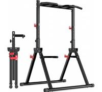 Maniboom Estación de Dominadas Plegable (200kg) - Rack Dominadas y Soporte para Barras Ajustable (175-225cm) - Pull Up Station Multifunción con Agarres para Fondos y Cuerdas TRX