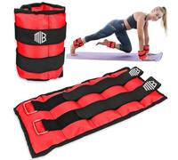 ManiBoom Pesas para Tobillos o Muñecas - PACK 2 Tobilleras Peso y Correas AJUSTABLES - Lastres de 0,5kg 1kg 1,5kg 2kg 3kg 4kg por Unidad - Ankle Weights Gym, Correr, Caminar (2x1,5kg Roj)