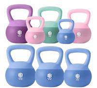 ManiBoom Pesas Rusas PVC SUAVE 2 kilos 3kg 4kg 5kg 6kg 8kg 10kg 12kg - Pesa Rusa Kettlebell Relleno de Arena de Hierro INSONORIZADO con Agarre Grueso ANTIDESLIZANTE - Protege el Suelo (Combo 50kg)