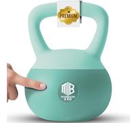 ManiBoom Pesas Rusas PVC SUAVE 2 kilos 3kg 4kg 5kg 6kg 8kg 10kg 12kg - Pesa Rusa Kettlebell Relleno de Arena de Hierro INSONORIZADO con Agarre Grueso ANTIDESLIZANTE - Protege el Suelo (4KG)