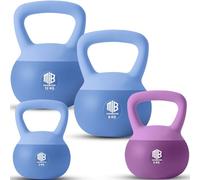 ManiBoom Pesas Rusas PVC SUAVE 2 kilos 3kg 4kg 5kg 6kg 8kg 10kg 12kg - Pesa Rusa Kettlebell Relleno de Arena de Hierro INSONORIZADO con Agarre Grueso ANTIDESLIZANTE - Protege el Suelo (Combo 27kg)