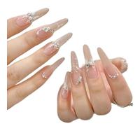 Manicura de temperamento, manicura con un nicho hecho a mano, taladro adhesivo, temperamento de princesa fría, deseo puro, viento, moda de mariposa perla(XS)