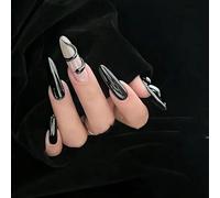 Manicura de temperamento, mano pura con un parche terminado de manicura de estudiante tridimensional negro plateado de temperamento.(S)