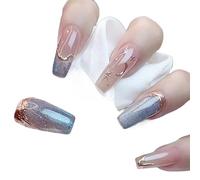 Manicura que realza el temperamento, armadura larga estilo princesa rosa, violeta y azul hecha a mano.(L)