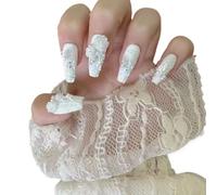 Manicura que realza el temperamento, uñas for llevar a mano, matrimonio puro europeo y americano, camelia blanca larga, manicura desmontable, perlas for uñas.(M)