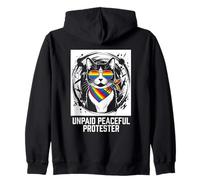 Manifestante pacífico no remunerado con Gato Orgullo Arco Iris LGBTQ Sudadera con Capucha