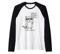 Manifestante pacífico no remunerado Humor Mapache Divertido Camiseta Manga Raglan