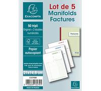 Manifolds factures - 50 feuillets autocopiants - sous film par lot de 5