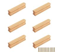 Maniglie in Legno, Spaziatura Dei Fori 64 mm, 6 Pezzi Pomelli Cassetti per Mobili Cucina in Legno con Viti, per Mobili, Adatta per Armadi, Comodino
