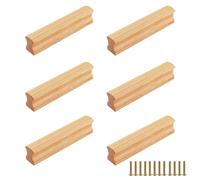 Maniglie in Legno, Spaziatura Dei Fori 96 mm, 6 Pezzi Pomelli Cassetti per Mobili Cucina in Legno con Viti, per Mobili, Adatta per Armadi, Comodino