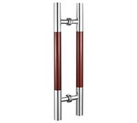 Manija de acero inoxidable interior y exterior Manija de puertas de vidrio de vidrio KTV Hardware de la puerta de madera de madera, acabado de pintura de grano de madera roja superficial (800 × 500