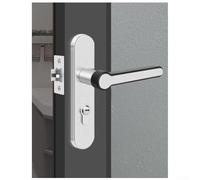 Manija de acero inoxidable para cerradura de puerta de baño con función de privacidad para puertas interiores con espacio entre agujeros ajustable de 110 mm o 125 mm y mecanismo de cierre silencioso