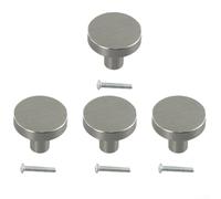 Manija de aluminio espacial para gabinete, tirador redondo de un solo agujero para armario minimalista moderno, muebles de baño y armario, plateado, 28 x 25 mm (4 piezas)