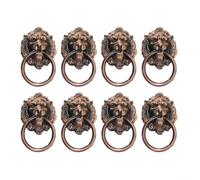 Manija de cabeza de león de aleación de zinc antigua para puertas de gabinete, cajones, accesorios de montaje de un solo agujero para muebles (rojo antiguo)
