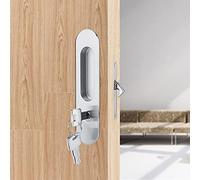 Manija de Cerradura de Puerta Corrediza Antirrobo con Llaves para Muebles de Madera de Granero Pestillo de Hardware Muebles Interiores Cerradura de Puerta de Madera Cerraduras de(Plata cepillada)