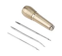 Manija de Cobre, Punzón de Costura, 3 Agujas Herramienta de Reparación de Punzón de Costura Herramienta de Costura de Mango de cobre para DIY Costura Lona de Cuero