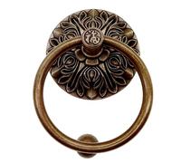 Manija de cobre puro estilo antiguo chino, cerradura puerta retro, gancho for principal, anillo latón con fijación tornillo un solo orificio(10 * 15cm)