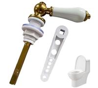 Manija de descarga para inodoro dorada, manija para inodoro dorada, reemplazo de descarga resistente con varillas de elevación de plástico, adecuada para la mayoría de los tanques de agua, cepillada