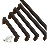 Manija de gabinete de acero inoxidable con tornillos, perillas de puerta de armario cuadradas negras, tiradores de muebles y cajones, herramientas de ferretería de cocina for el hogar(17.2cm,4 sets)