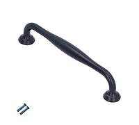 Manija de gabinete de aleación de zinc de 5,75 pulgadas |Tiradores negros mate para cajones/armarios/puertas de baño |Hardware resistente con orificio central de 128 mm