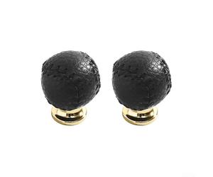 Manija de gabinete de cuero reforzado de aleación de zinc con perfil de bola redonda limpia para cocina y dormitorio modernos (negro)