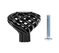 Manija de gabinete Jaula de pájaros de hierro negro mate Accesorio de puerta de muebles sólido y duradero para armarios Armarios con distancia precisa del orificio 96 mm 128 mm (3102-Agujero único