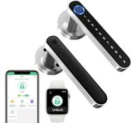 Manija de huella dactilar, cerradura de puerta inteligente, palancas de bloqueo de puerta eLinkSmart sin llave, perilla de puerta de entrada para dormitorio, puerta delantera, trasera, Bluetooth,