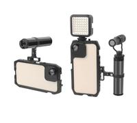 Manija de Jaula para Cámara, Aleación de Aluminio de 100 Mm, Empuñadura Liviana de Fibra de Carbono para Cámara, con Puerto para Zapata Fría, Orificio Roscado de 3,8 Pulgadas y