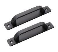 Manija de la puerta de granero 2 piezas de aluminio negro de aluminio juego de 5.8 pulgadas para puerta corredera de granero, gabinete, cobertizo, cajón, armario, cocina, decoración rústica mode