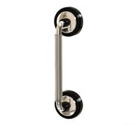 Manija de puerta con ventosa doble para puertas de vidrio, puertas correderas de baño, refrigeradores, gabinetes, contacto de goma suave (negro plateado)