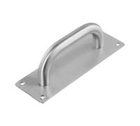 Manija de puerta corredera, tirador acero inoxidable plateado, herrajes for armario, soporte resistente, 200x65mm, granero negro Para dormitorios, baños(Silver)