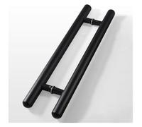 Manija De Puerta Corrediza De Granero De Madera, Herrajes Para Puertas Interiores Y Exteriores/De Cobertizos De Granja, Tirador De Doble Barra De Agarre Con Herraje, Colo-Black-Length 60Cm(24Inch)
