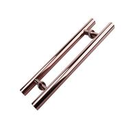 Manija de puerta corrediza de granero en forma de H, moderna, redonda, de doble cara, con barra de empuje y tracción for puertas interiores y exteriores de madera o vidrio.(Rose Gold,120cm*80cm)