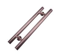 Manija de puerta corrediza de granero en forma de H, moderna, redonda, de doble cara, con barra de empuje y tracción for puertas interiores y exteriores de madera o vidrio.(Red Bronze,80cm*50cm)