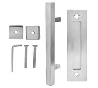 Manija de puerta de acero inoxidable, manija de puerta corredera de granero con acabado cepillado en ambos lados, manija de tirar ergonómica con placa inferior para puertas de