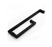 Manija de puerta de vidrio, manija de puerta corrediza de acero inoxidable, reemplazo moderno de perilla de puerta de entrada for puertas de granero, puertas de ducha y puertas interiores.(Black)