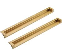 Manija de puerta empotrada, Tiradores invisibles empotrados for cajones de armario y puertas correderas (paquete de 2)(Sand Golden,288mm/11in)