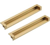 Manija de puerta empotrada, Tiradores invisibles empotrados for cajones de armario y puertas correderas (paquete de 2)(Sand Golden,188mm/7.4in)
