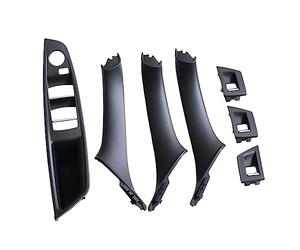 Manija de puerta lateral 7PC Puerta interior Tirador de puerta Kit de cubierta de ajuste de interruptor de ventana Panel de reposabrazos para BMW F10 F11 5 Series 520 523 525 528 530 535 (negro)
