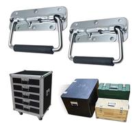 Manija de tracción con resorte, 2 asas de elevación de metal para caja de vuelo, caja de aluminio, caja de madera, caja de herramientas, 10 x 5,5 cm, agarre suave fácil de instalar