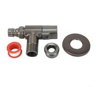 Manija de válvula, latón, cierre agua, ángulo apertura rápida con metal, grifo pared G1/2 y G3/4 for lavadora, fregadero, lavabo, inodoro, calentador o S (gris)