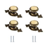 Manija Del Gabinete 4 Pomos De Cerámica De Estilo Chino Para Armario De Un Solo Orificio Para Zapatero Cajón Armario Puerta Redondos Color Latón 75 X 32 X 31mm