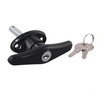 Manija en T para puerta de garaje, cerradura trasera con llave para diferenciar para caravana, cobertizo, caravana, furgoneta, hardware de seguridad, cerrojo, cilindro de mango de metal cromado (corto