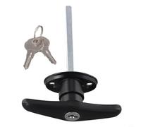 Manija en T para puerta de garaje, cerradura trasera con llave para diferenciar para caravana, cobertizo, caravana, furgoneta, hardware de seguridad, cerrojo, cilindro de mango de metal cromado (largo