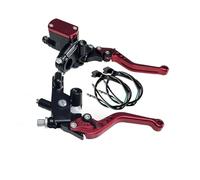 Manija Frenos Motocicleta Cable De Freno De Tambor De Barra Más Corta Juego Palanca Freno Cilindro Maestro Línea Embrague Universal Para De 22mm Motocicleta Freno Palanca Embrague(Red 1 pair)