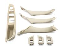 Manija puerta exterior del coche Tirador de puerta interior fibra carbono para BMW Serie 5 F10 F18 523 525 528 9 colores para volante a la izquierda, LHD, beige, negro, 7 piezas(Model A Oyster)