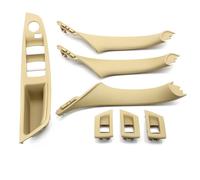Manija puerta exterior del coche Tirador de puerta interior fibra carbono para BMW Serie 5 F10 F18 523 525 528 9 colores para volante a la izquierda, LHD, beige, negro, 7 piezas(Model B Beige)