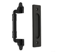 Manija Puerta Granero Deslizante 24cm Doble Cara | doble cara, para acceso interior y exterior, para ideal granero, acabado negro mate(Black B - 247mm)